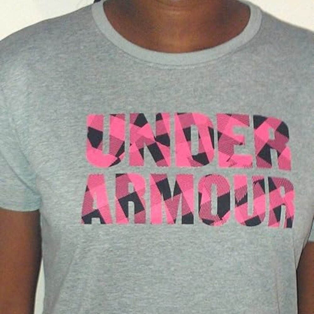 Under Armour Girls Branded Script Graphic Youth Large Gray